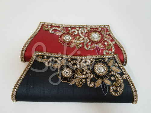 Floral stone work clutch