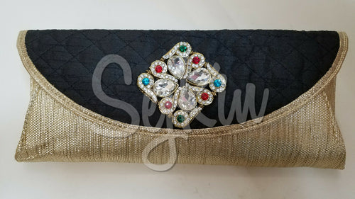 Black brooch handbag