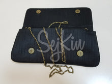 Black with gold thread work handbag