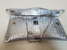 Silver croc detailed handbag