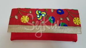Red floral handbag