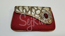Pebble sequined red clutch