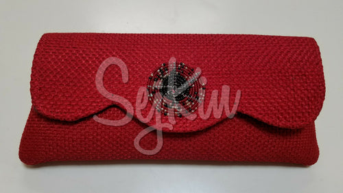 Jute red clutch