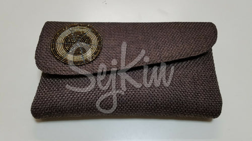 Jute brown clutch