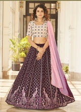 Deep purple peacock Lehenga