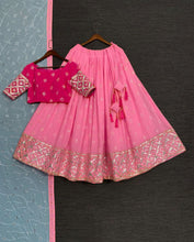 Pink mirror work Lehenga