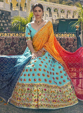 Aqua blue organza Lehenga