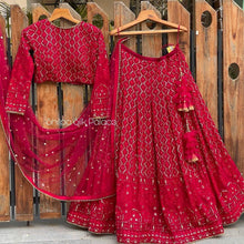 Partywear silk Lehenga in red