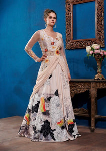 White floral digital print gowns