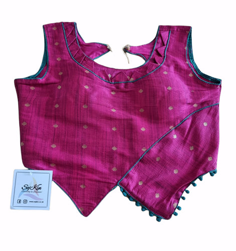 Pink blouse with green border
