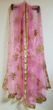 Baby pink net embroidered dupatta