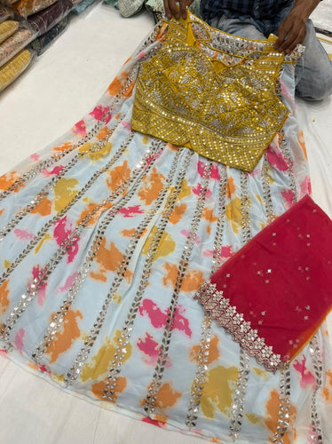 Shibori print Lehengas
