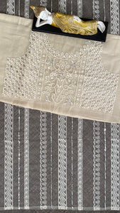 Off white net sequins embroidered saree