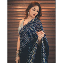 Royal blue sequins saree
