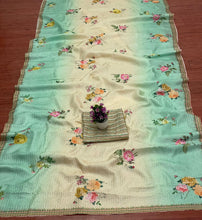 Mint green shaded saree