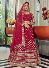 Kavya catalogue: Coral red Lehenga