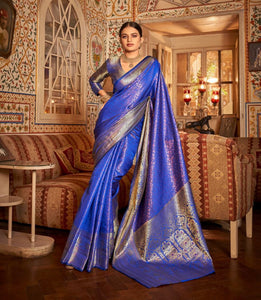 Kanchivaram silk saree with copper zari
