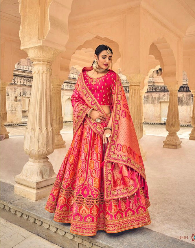 The Orange and Pink Serenity Lehenga vol 2 - Banarasi silk