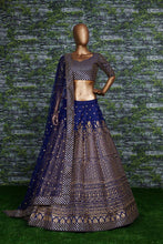 Navy blue and gold Lehenga