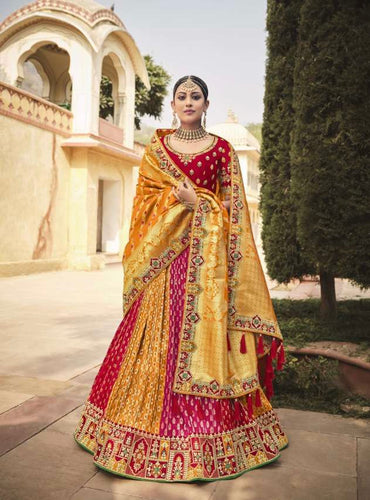 Designer Silk Lehenga - multi stripes
