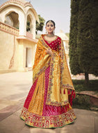 Designer Silk Lehenga - multi stripes