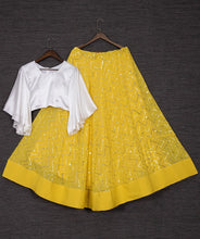 Indo western stylish yellow sequins embroidery Lehenga