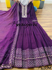 Karigari collection: purple silk anarkali