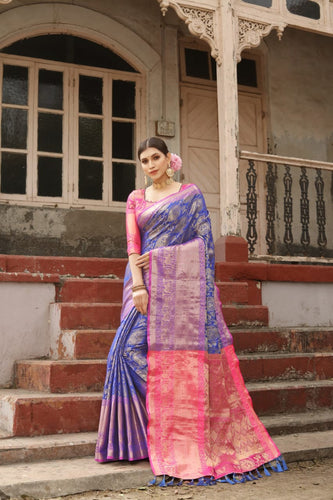 Kanchipuram saree: peacock design blue saree