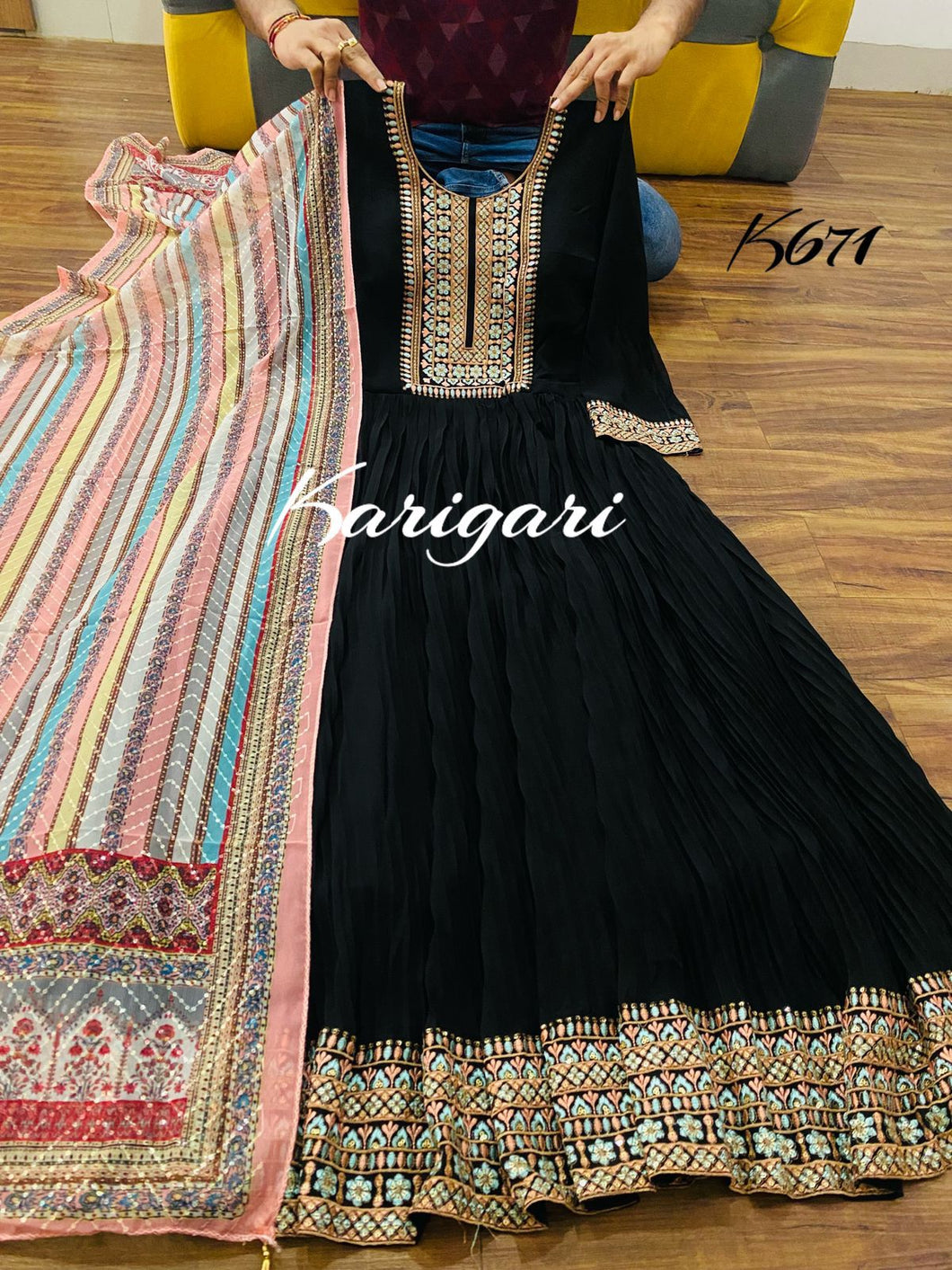 Karigari collection - black anarkali, plus size option