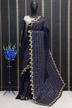 Royal blue sequins saree