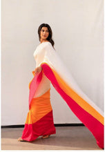 Silk crush tri-colour saree