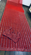 Red saree with sequins