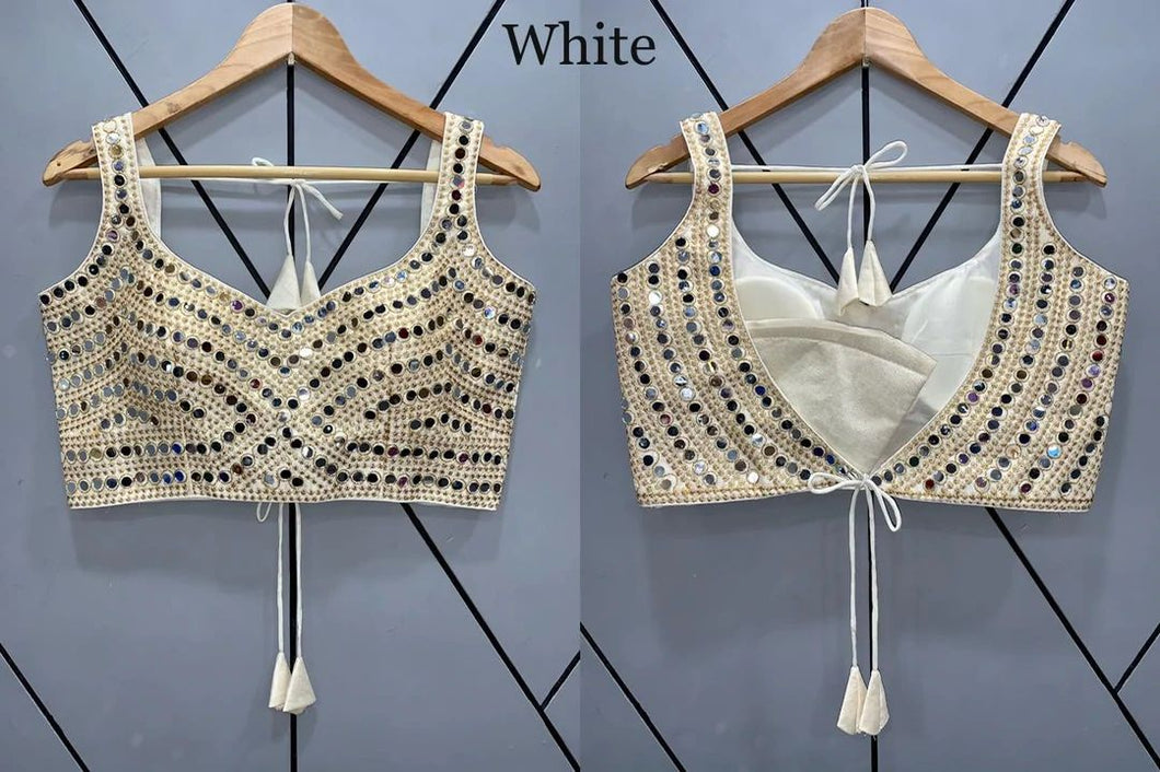 White mirror work blouse
