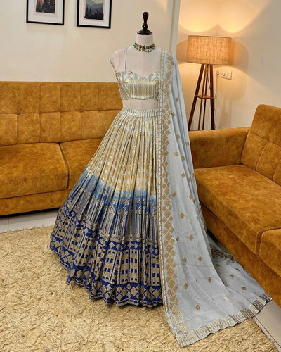Stunning Blue shaded sequins Lehenga