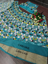 Blue floral chine sequinned Lehenga