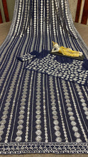 Navy blue partywear saree