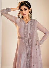 Lilac high low Anarkali gown