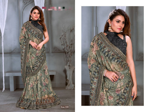 Wedding exclusive floral sequins saree
