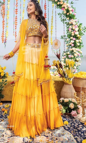 Indo western yellow Lehenga - perfect for Haldi