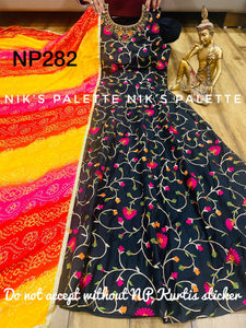 Niks collection: black floral anarkali