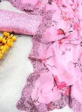 Pink digital floral saree