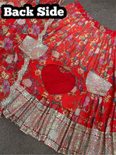Red chilli - Floral and bird digital print Lehenga