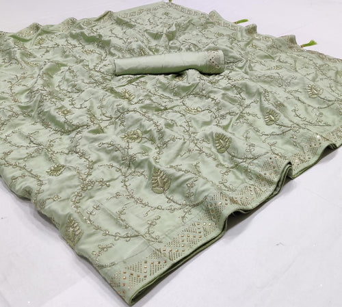 Silk crepe saree with latkan