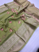 Organza silk saree with embroidery