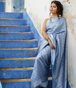 Blue tone weaving saree