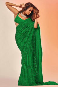 Stunning green partywear saree