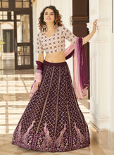 Deep purple peacock Lehenga