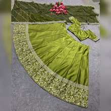 Swati Manish inspired parrot green silk Lehenga