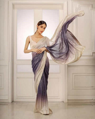 Bollywood shaded sequins saree