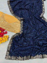 Celebrity style: blue sequins saree